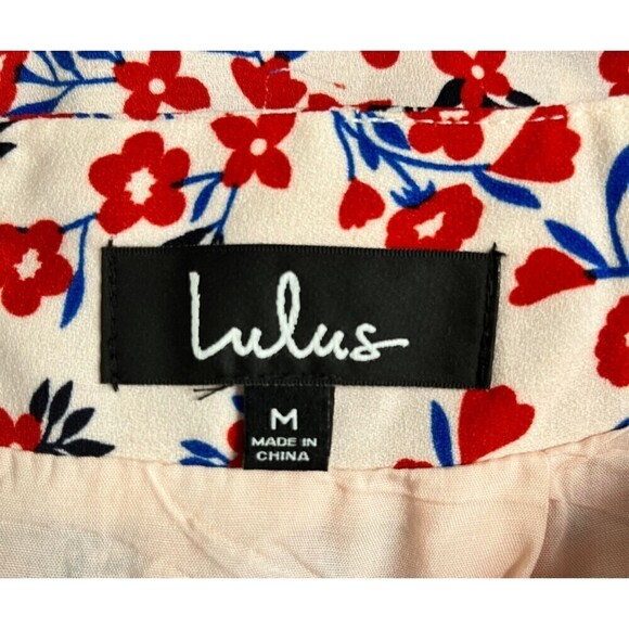 Lulus Size M Wandering Wonder Cotton Red High Rise Floral Maxi NEW Skirt Party - Picture 5 of 12